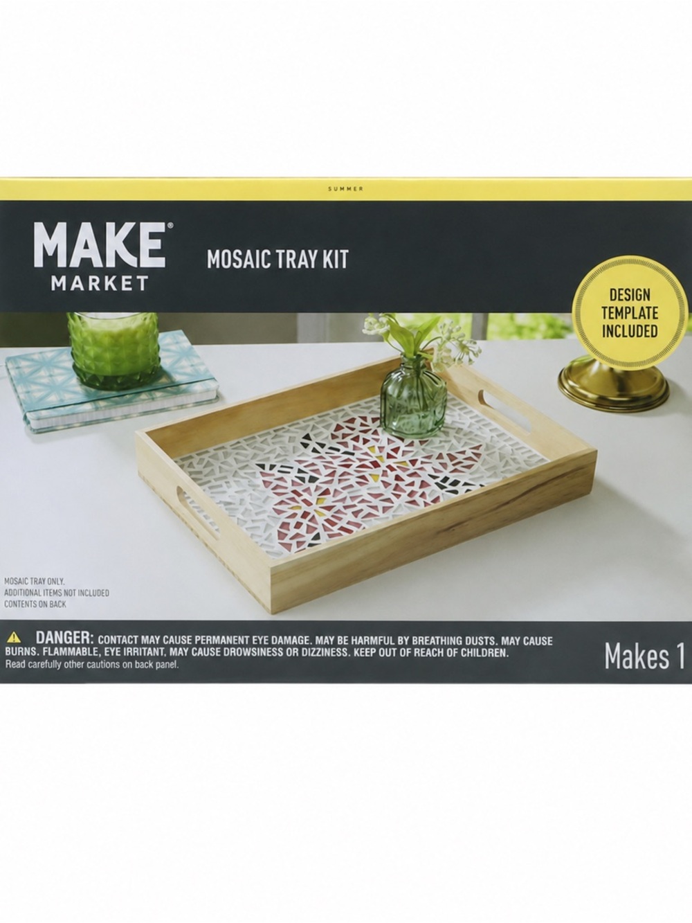Pink Flowers Mosaic Tray Kit by Make Market